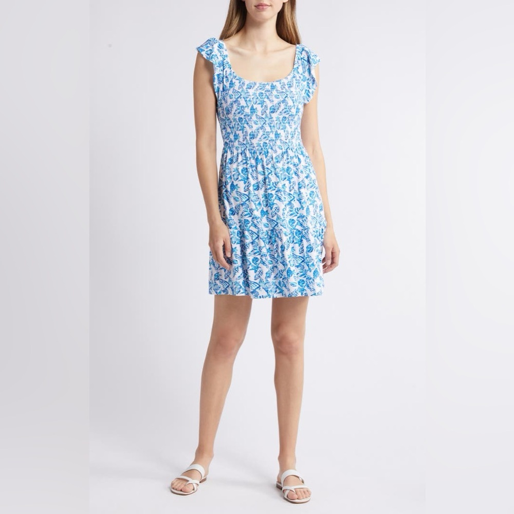 Lilly Pulitzer Jilly Smocked Mini Dress NWT Resort White Shell Collector XL